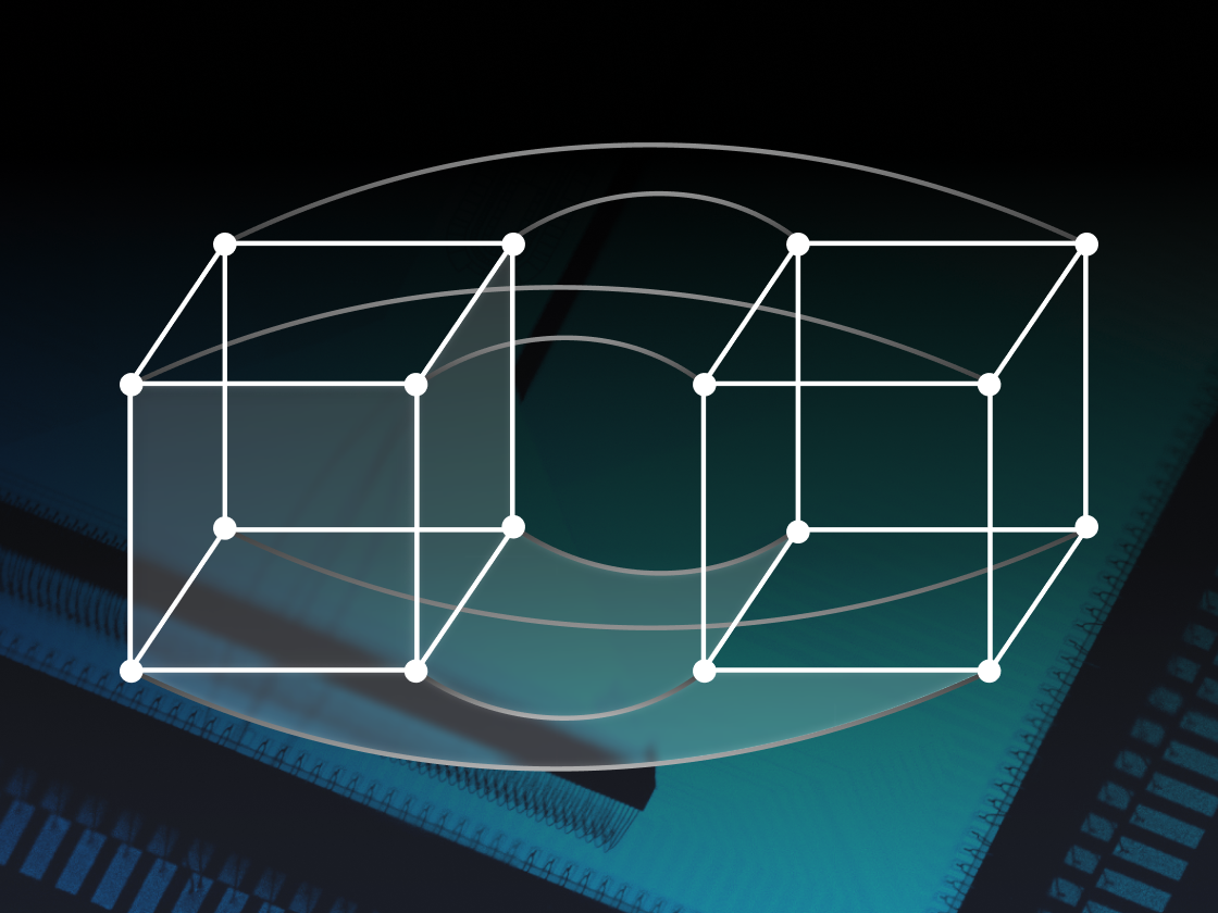 A 16-qubit color code on a 4-D hypercube.