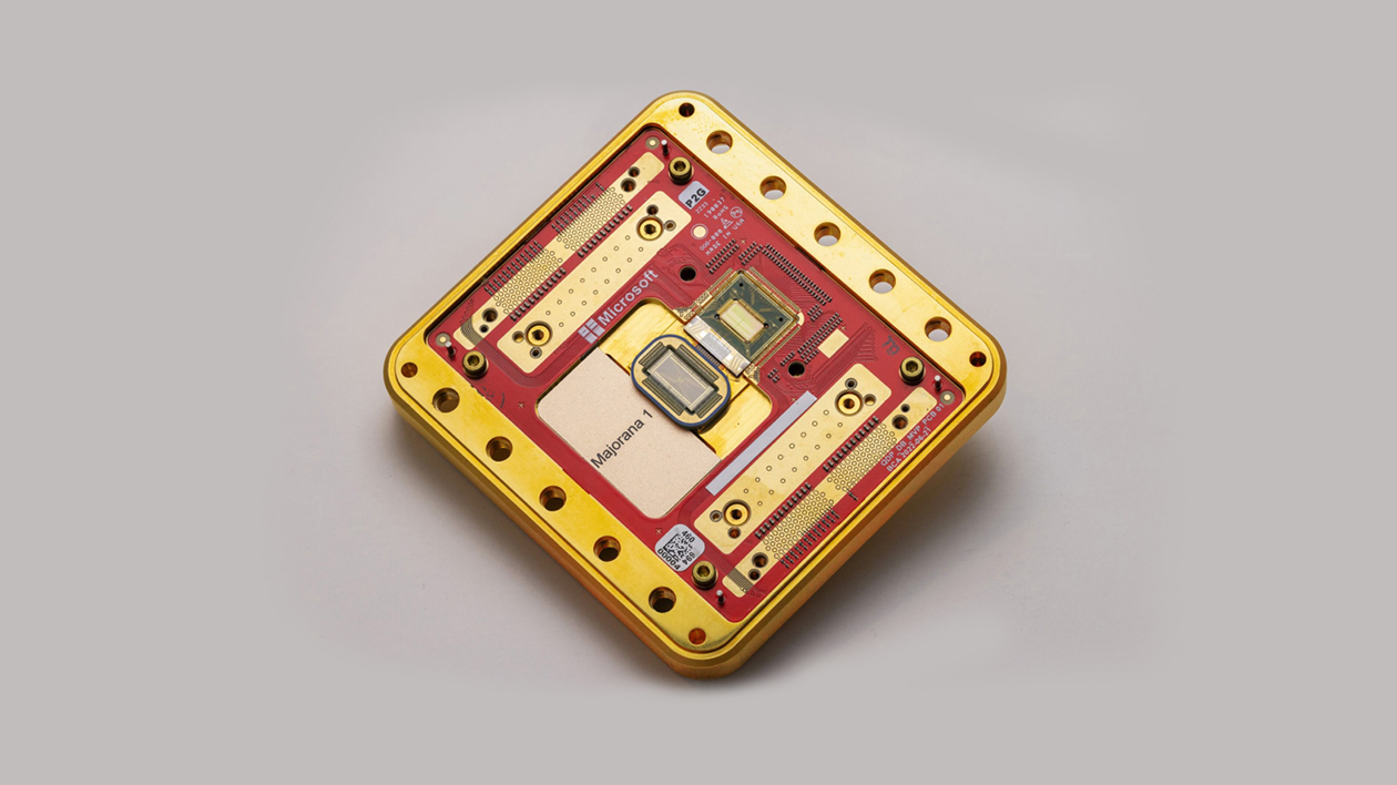 Close up of the Majorana 1 processor